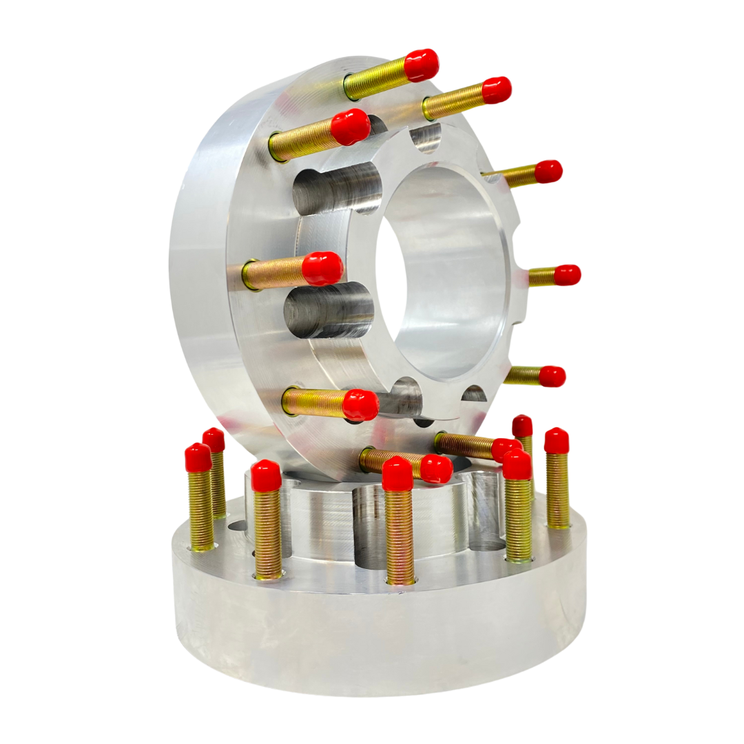 Dodge 8x6.5 To 10x225 Hub Centric Wheel Adapters For 2011 & Older Dodge Ram Or Other Model 2500 / 3500 Dodge Trucks To Use 10x225 RAM 4500 / 5500 Or Ford F-450 F-550 Wheels | 121.3mm Bore To 170mm Centering Lip | 14x1.5 Studs & 9/16-18 Lugs Included