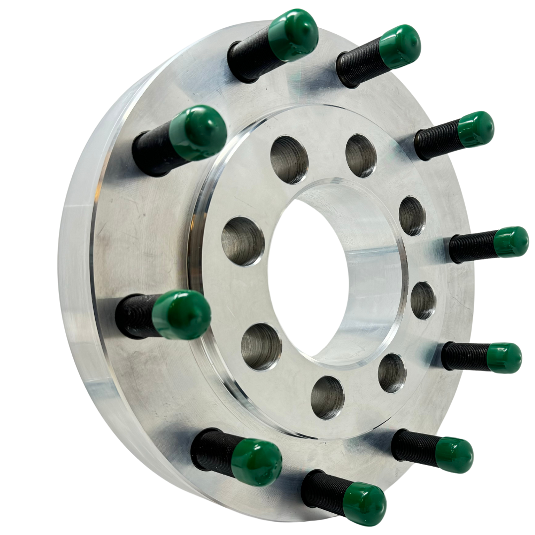 8x170 To 10x285 Ford F-250 Or F-350 Dually Excursion 1" Inch Hub Centric Wheel Adapter To Use 10x285 Semi Alcoa Wheels 22.5 / 24.5 | 124.9mm Bore to 220mm Centering Lip | 22x1.5 Studs & 14x2.0 or 14x1.5 Lug Nuts Included