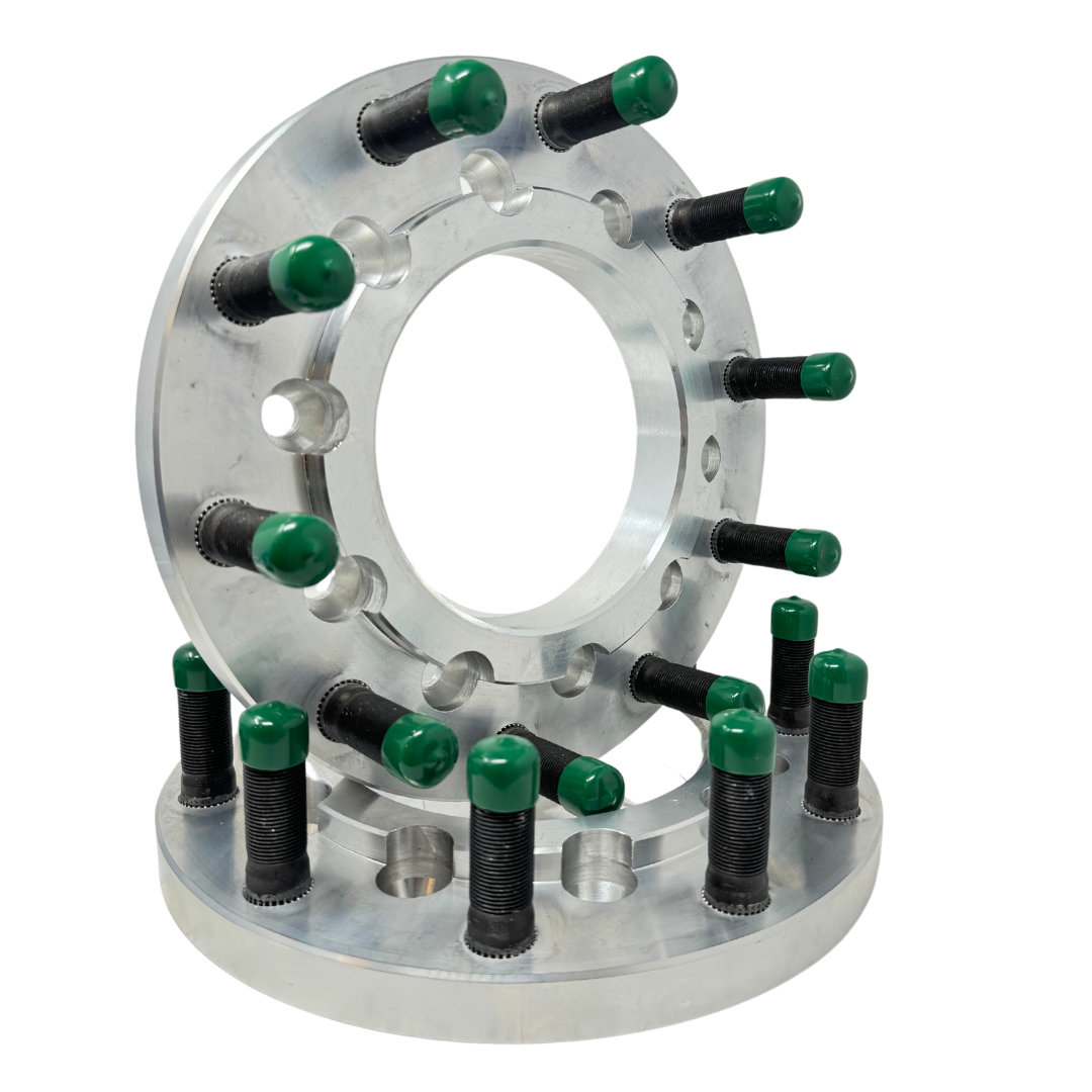 10x225 to 10x285 Hub Centric Wheel Adapter For 2005+ Ford F-450, F-550 & 2012+ Ram 4500, 5500 To 10x285.75 Semi Alcoa Wheels 22.5/24.5 | 170.1mm Bore to 220mm Centering Lip | 22x1.5 Studs & 14x1.5 Lug Nuts Included | 1" - 4" Thick Available