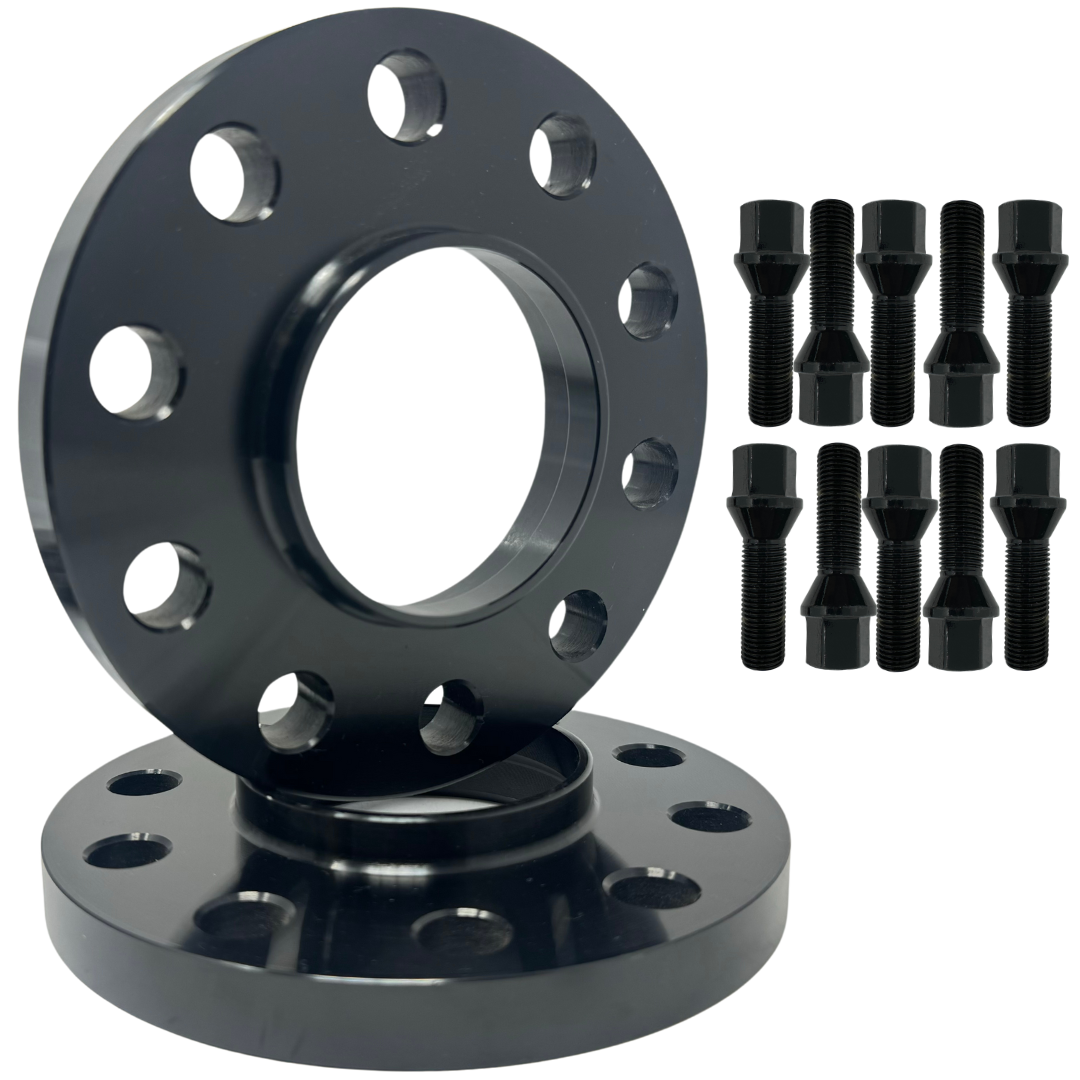 15mm Hub centric Wheel Spacers 5x112 For BMM G Series And Toyota Supra 66.56mm Hub Centric Bore 14x1.25 Extended Bolts Included.