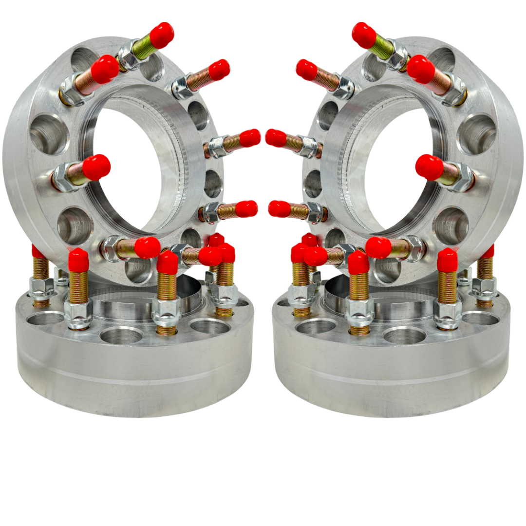 8x6.5 To 8x180 Wheel Adapters Hub Centric For Dodge Ram 2500 3500 Trucks | Use 2012 & Newer 8x180 Chevy GMC Wheels On Ram 8x6.5 or (8x165.1) Trucks | 121.3 Hub Bore & 124.1 USA MADE Solid Steel Wheel Centering Ring Lip | 14x1.5 or 9/16 Studs & Lugs