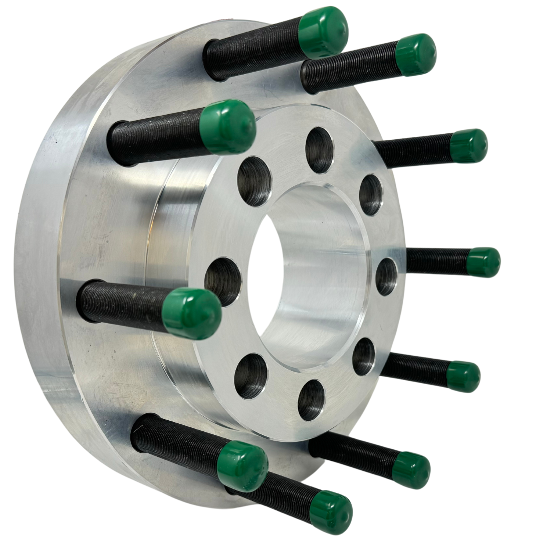 8x200 To 10x285 Full Hub Centric Wheel Adapter Kit For Ford F-350 Dually 2005 & Newer 1" Inch Hub Centric Wheel Adapter To Use 10x285 Semi Truck Big Rig Wheels/Rims | 142mm Bore to 220mm Centering Lip | 22x1.5 & 14x2.0 Lug Nuts Included