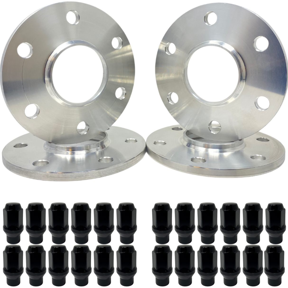 3/8" Inch AKA 10mm Ford Hub Centric Wheel Spacers For 2019 & Newer Ford Ranger & 2022 & Newer Ford Bronco 6 Lug Trucks | Ford OEM 93.1mm Bore & Wheel Centering Lip | Plus 24x Free Closed End ET Extended Thread Lug Nuts For Minimal Thread Loss USA Made