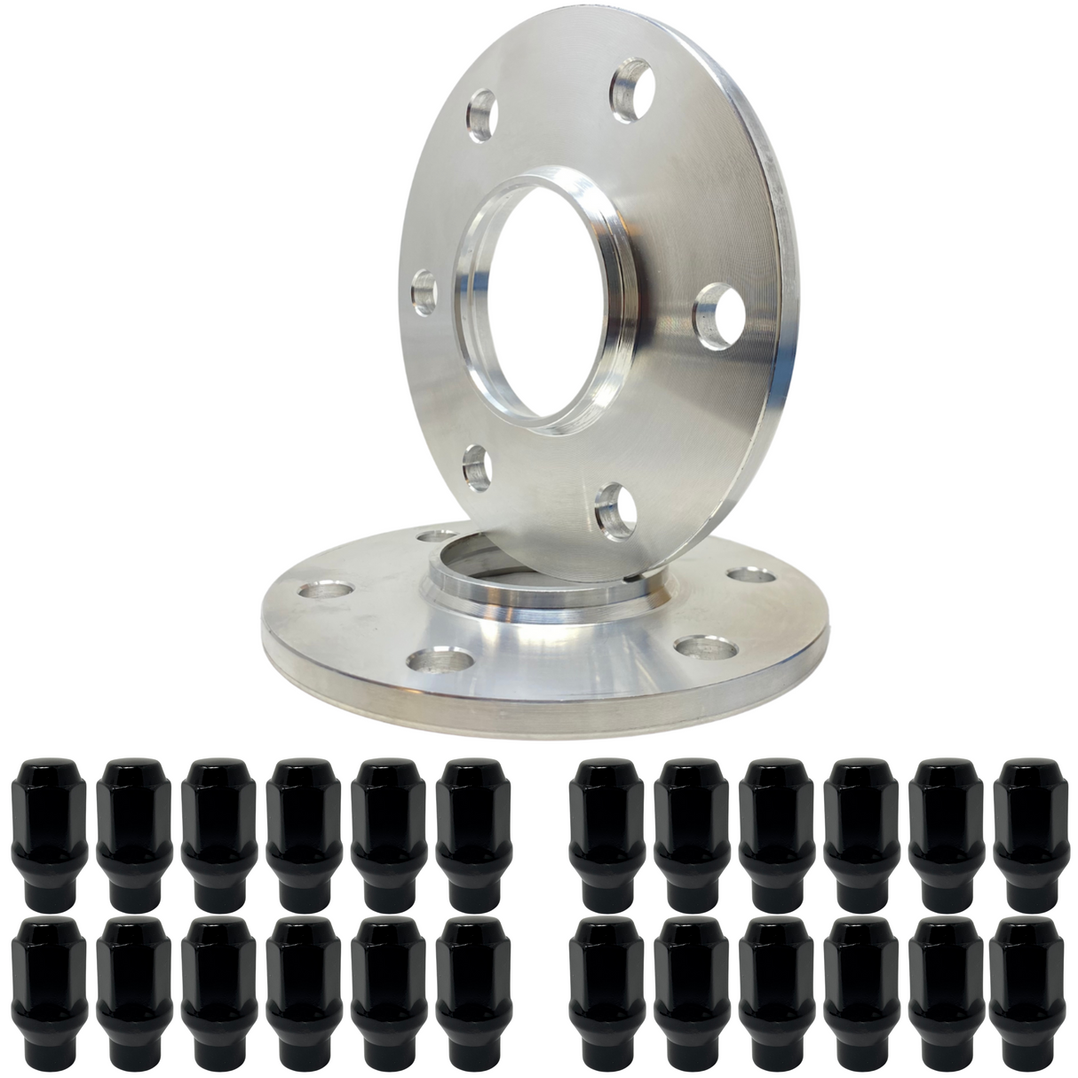 3/8" Inch AKA 10mm Ford Hub Centric Wheel Spacers For 2019 & Newer Ford Ranger & 2022 & Newer Ford Bronco 6 Lug Trucks | Ford OEM 93.1mm Bore & Wheel Centering Lip | Plus 24x Free Closed End ET Extended Thread Lug Nuts For Minimal Thread Loss USA Made