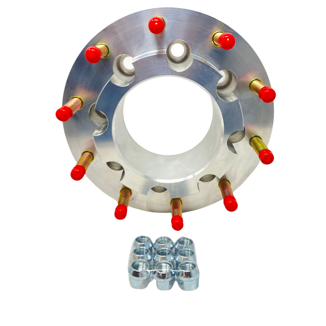 Dodge 8x6.5 To 10x225 Hub Centric Wheel Adapters For 2011 & Older Dodge Ram Or Other Model 2500 / 3500 Dodge Trucks To Use 10x225 RAM 4500 / 5500 Or Ford F-450 F-550 Wheels | 121.3mm Bore To 170mm Centering Lip | 14x1.5 Studs & 9/16-18 Lugs Included