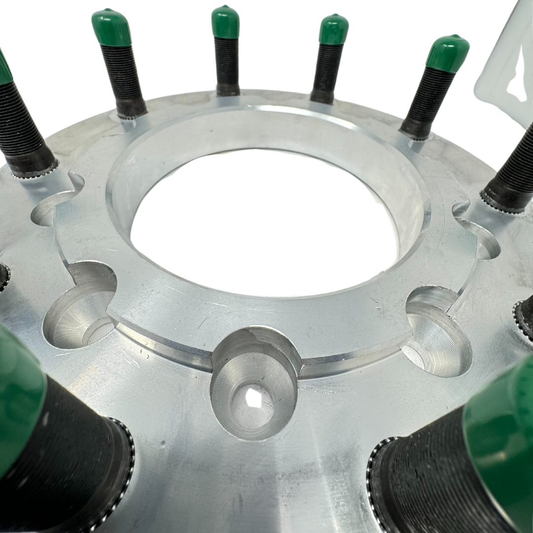 10x225 to 10x285 Hub Centric Wheel Adapter For 2005+ Ford F-450, F-550 & 2012+ Ram 4500, 5500 To 10x285.75 Semi Alcoa Wheels 22.5/24.5 | 170.1mm Bore to 220mm Centering Lip | 22x1.5 Studs & 14x1.5 Lug Nuts Included | 1" - 4" Thick Available