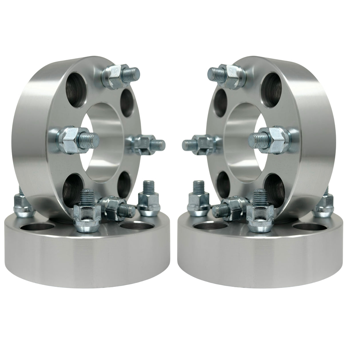 4x114.3 Also known as 4x4.5 Wheel Spacers 1" Inch or 1.25" Inch or 1.5" Inch or 2” Inch Thicknesses (25mm - 50mm) 12x1.5 Studs & Lug Nuts 71mm Center Bore For All 4x114.3 or 4x4.5 Vehicle Hub Clearance