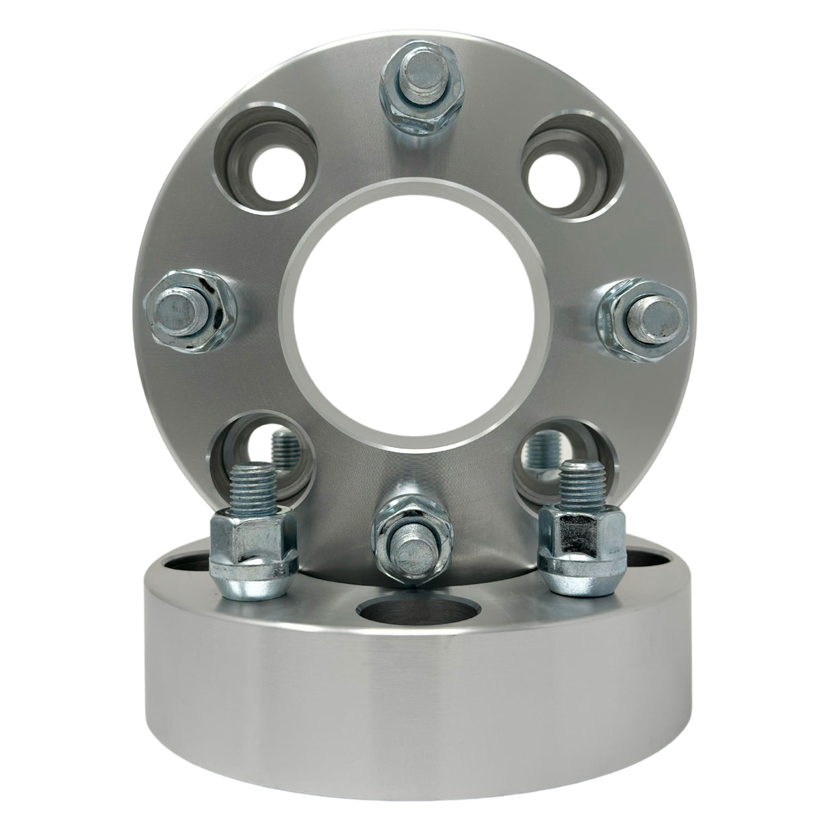 4x114.3 Also known as 4x4.5 Wheel Spacers 1" Inch or 1.25" Inch or 1.5" Inch or 2” Inch Thicknesses (25mm - 50mm) 12x1.5 Studs & Lug Nuts 71mm Center Bore For All 4x114.3 or 4x4.5 Vehicle Hub Clearance