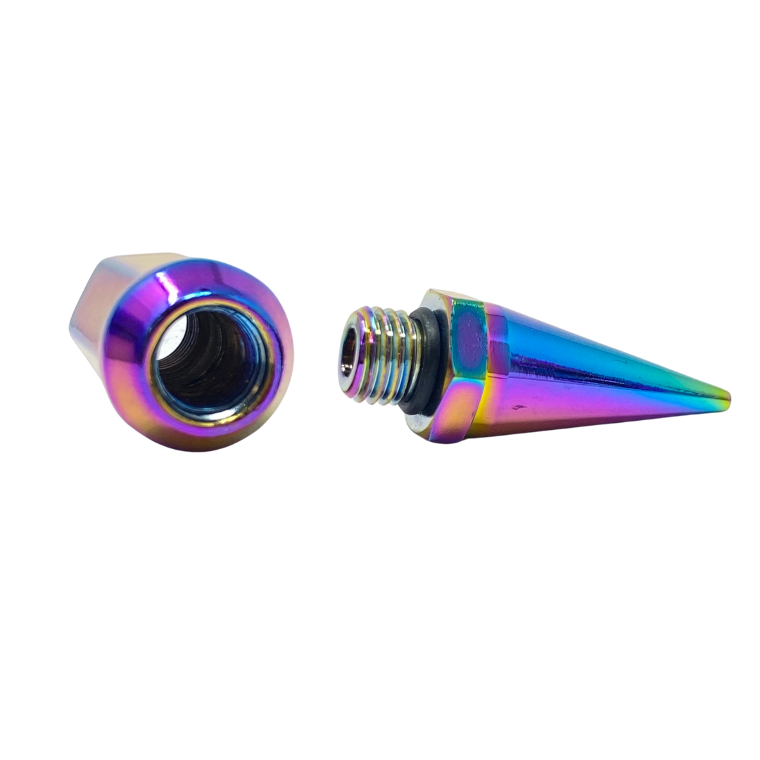 16 Spike Lug Nuts 1/2" Thread With Removable Spike Available in Chrome, Black, Red , and Neochrome