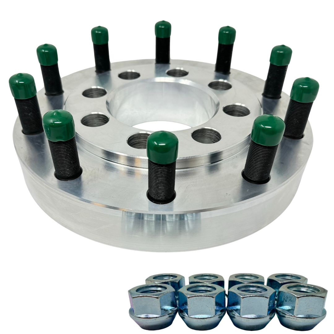 8x225 To 10x285 Hub Centric Wheel Adapter For 1999-2004 Ford F-450 F-550 Super Duty Dually | 8x225 To 10x285.75 Semi Wheel Adapter 1" Inch Through 4 Inches Thick