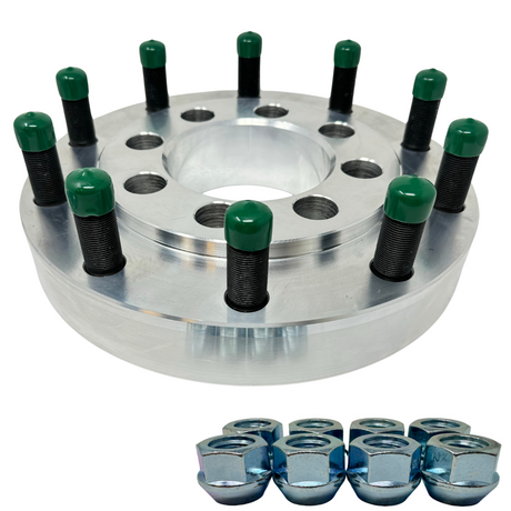 8x6.5 to 10x285 Hub Centric Wheel Adapter For Ram 1994 & Newer To Use Semi Alcoa Wheel 22.5/24.5 | USA MADE 8 To 10 Lug 8x6.5" (aka 8x165.1) To 10x285.75 | 121.3mm Bore To 220mm Centering Lip | 22x1.5 Studs & 14x1.5 Lugs Included | 1"- 4" Thick Available