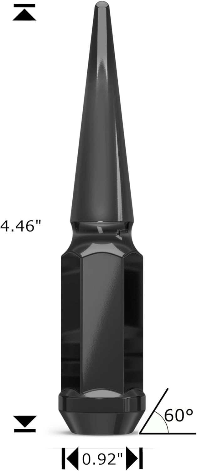 16 Spike Lug Nuts 12x1.5 Thread Fits Aftermarket Wheels 4.5" Inch Tall In Chrome, Black, Red, Blue