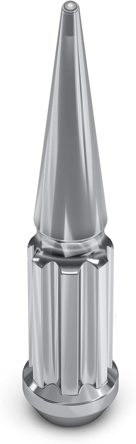32 Spline Spike Lug Nuts For Ford F-250 F-350 Super Duty Spike 14x1.5 Fits 2003 & Newer Models With Aftermarket Wheels F250 F350 & Excursion 4.5" Inch Tall In Chrome, Black, Red, Blue