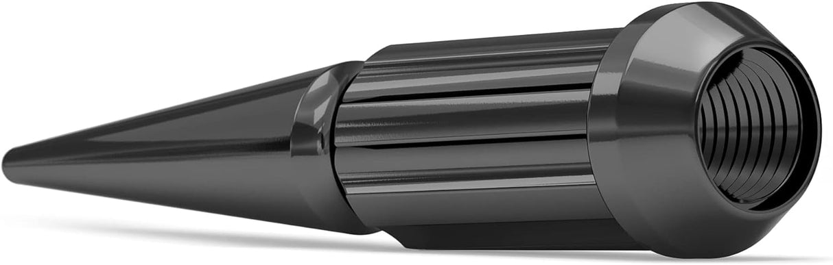 32 Spline Spike Lug Nuts 14x2.0 Thread. Fits Aftermarket Wheels 4.5" Inch Tall In Chrome, Black, Red, Blue