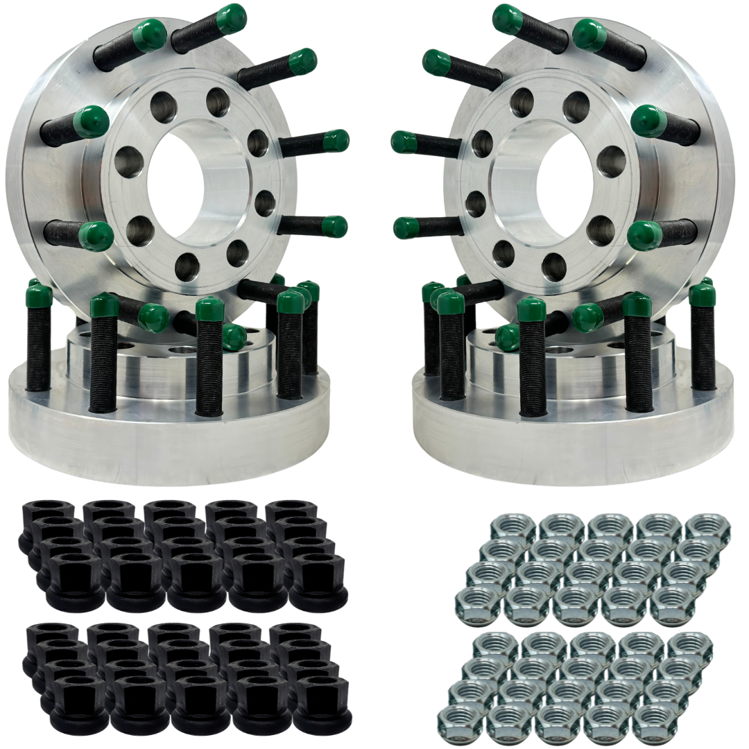 8x170 To 10x285 Ford F-250 Or F-350 Dually Excursion 1" Inch Hub Centric Wheel Adapter To Use 10x285 Semi Alcoa Wheels 22.5 / 24.5 | 124.9mm Bore to 220mm Centering Lip | 22x1.5 Studs & 14x2.0 or 14x1.5 Lug Nuts Included