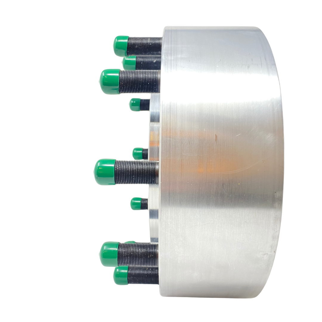 USA Made 8x180 to 10x285 Hub Centric Wheel Adapters For 2011 & Newer 8x180 Silverado & GMC Sierra 2500/3500 To Use 10x285 Semi Alcoa Wheels 22.5/24.5 | 124.1mm Bore To 220mm Centering Lip | 22x1.5 Studs & 14x1.5 Lugs Included | 1"- 4" Thick Available