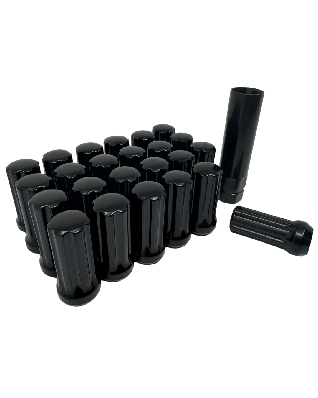 Black Spline 14x1.5 Lug Nuts With Securtiy Key | Heavy Duty Lug Nut, Conical / Taper / Cone Seat , Set Of 40, 32, 24, 20, 16