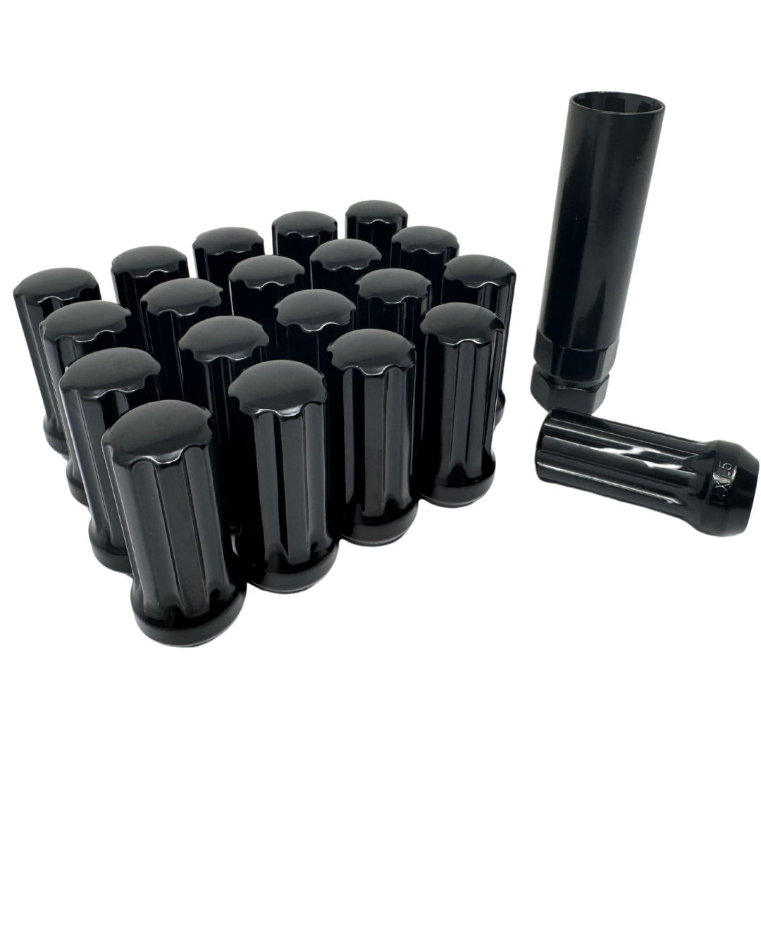Black Spline 14x1.5 Lug Nuts With Securtiy Key | Heavy Duty Lug Nut, Conical / Taper / Cone Seat , Set Of 40, 32, 24, 20, 16