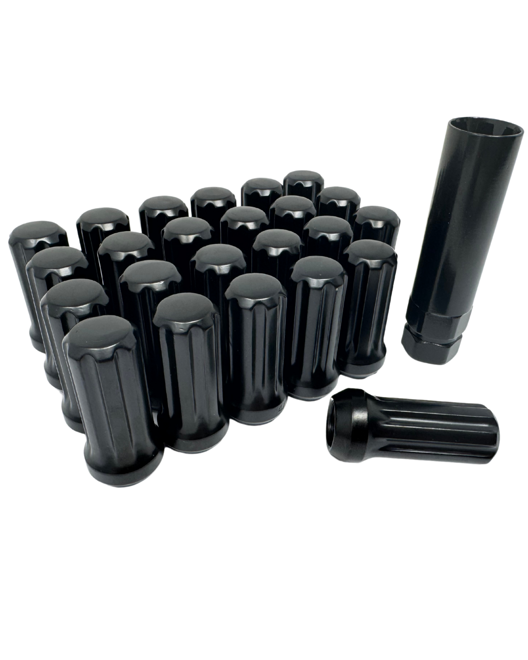 Black Spline 14x1.5 Lug Nuts With Securtiy Key | Heavy Duty Lug Nut, Conical / Taper / Cone Seat , Set Of 40, 32, 24, 20, 16