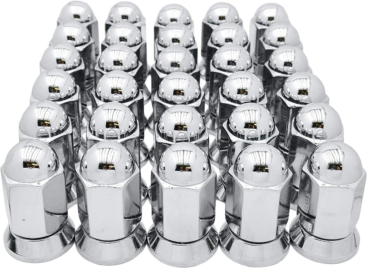 9/16-18 Or 14x1.5 Dually Alcoa Lug Nuts With Attached Swivel Washer Fits OEM Or Aftermarket Wheels 2.2" Inch Tall In Triple Plated Chrome Will Work On Dodge, Ford, Chevy, GMC, Lincoln Trucks That Use Flat Face Seat Lug Nuts