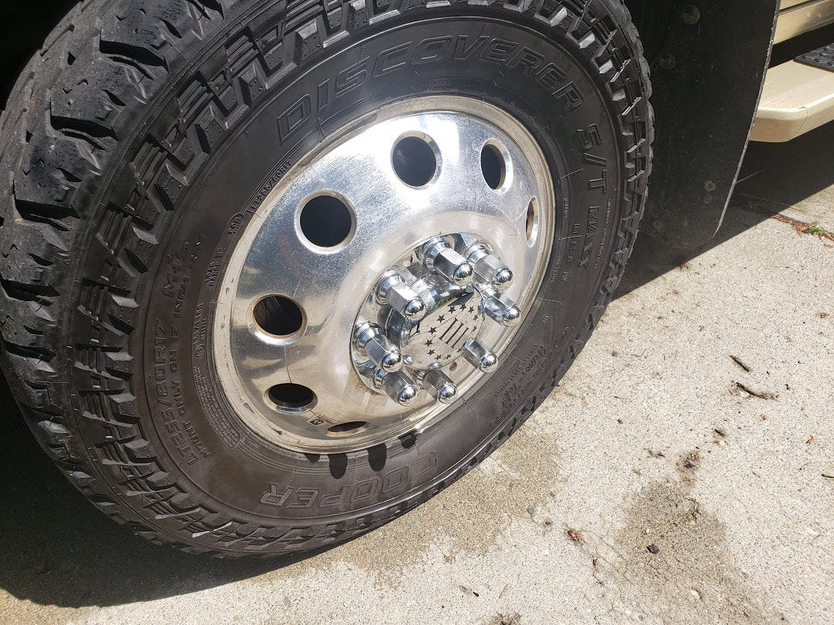 9/16-18 Or 14x1.5 Dually Alcoa Lug Nuts With Attached Swivel Washer Fits OEM Or Aftermarket Wheels 2.2" Inch Tall In Triple Plated Chrome Will Work On Dodge, Ford, Chevy, GMC, Lincoln Trucks That Use Flat Face Seat Lug Nuts