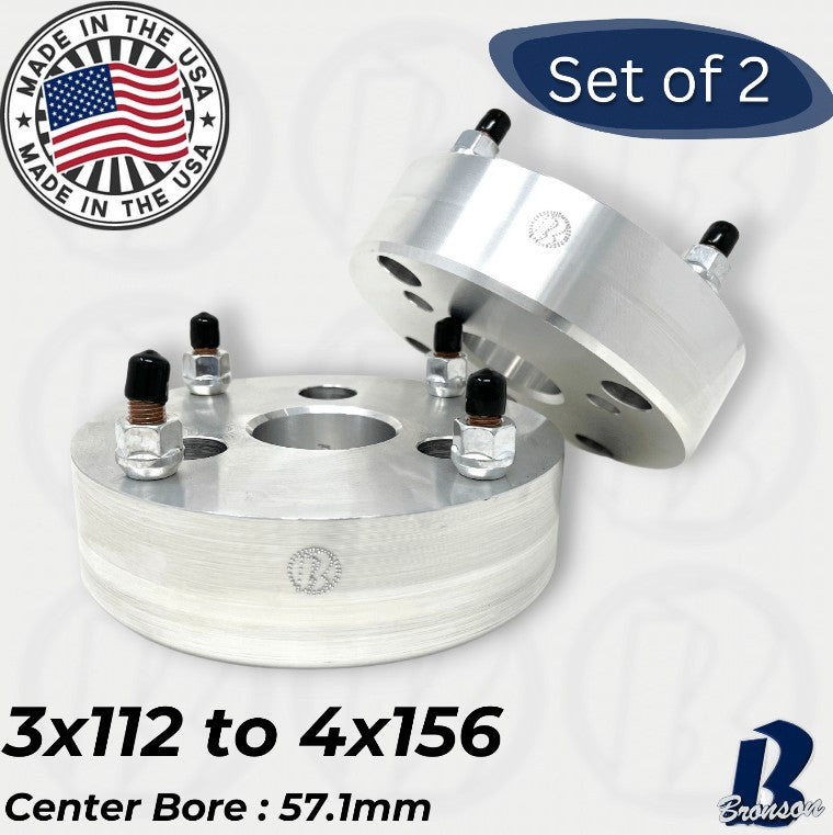 3x112 to 4x156 Wheel Adapters Smart Car Fortwo USA Made 3 to 4 lug conversion 19mm - 3 inch Spacers | 57.1mm Hub Bore | 12x1.5 Studs & Open End Lug Nuts Included