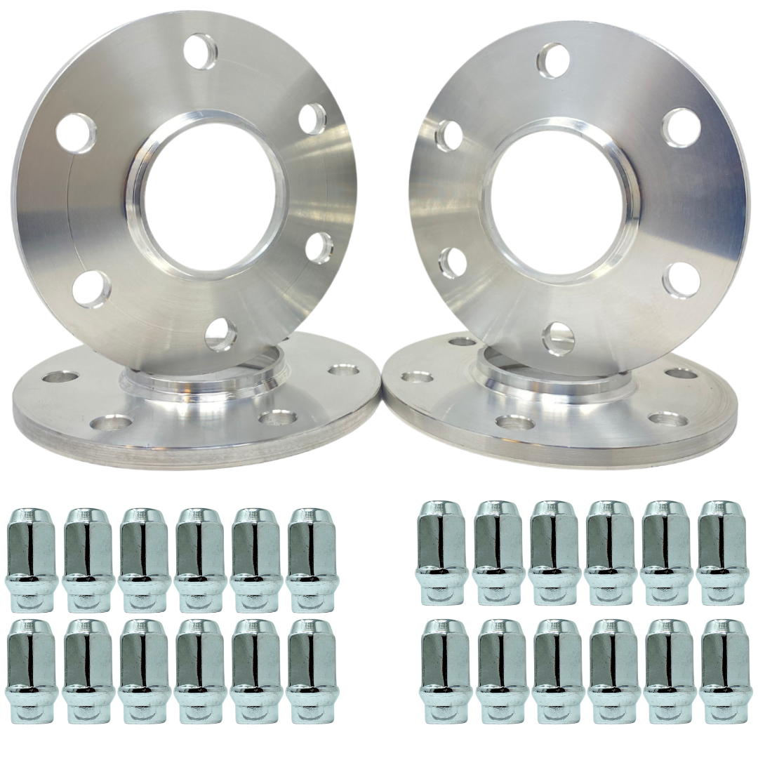 6x5.5 Chevy GMC Wheel Spacers 3/8" Thick (10mm) Plus 24x Closed End Spline ET Extended Thread Lug Nuts For No Thread Loss! Complete Kit