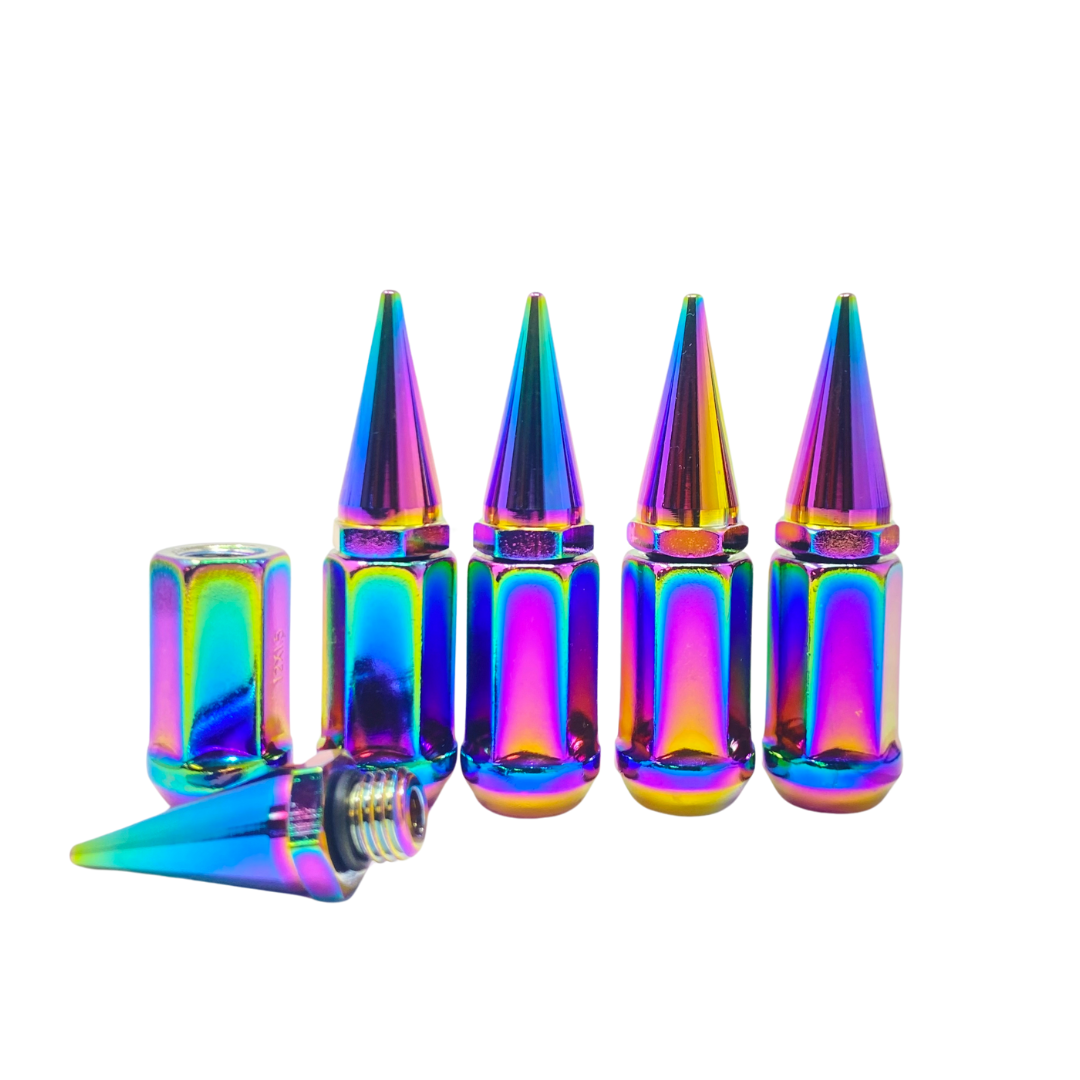 16 Spike Lug Nuts 1/2" Thread With Removable Spike Available in Chrome, Black, Red , and Neochrome