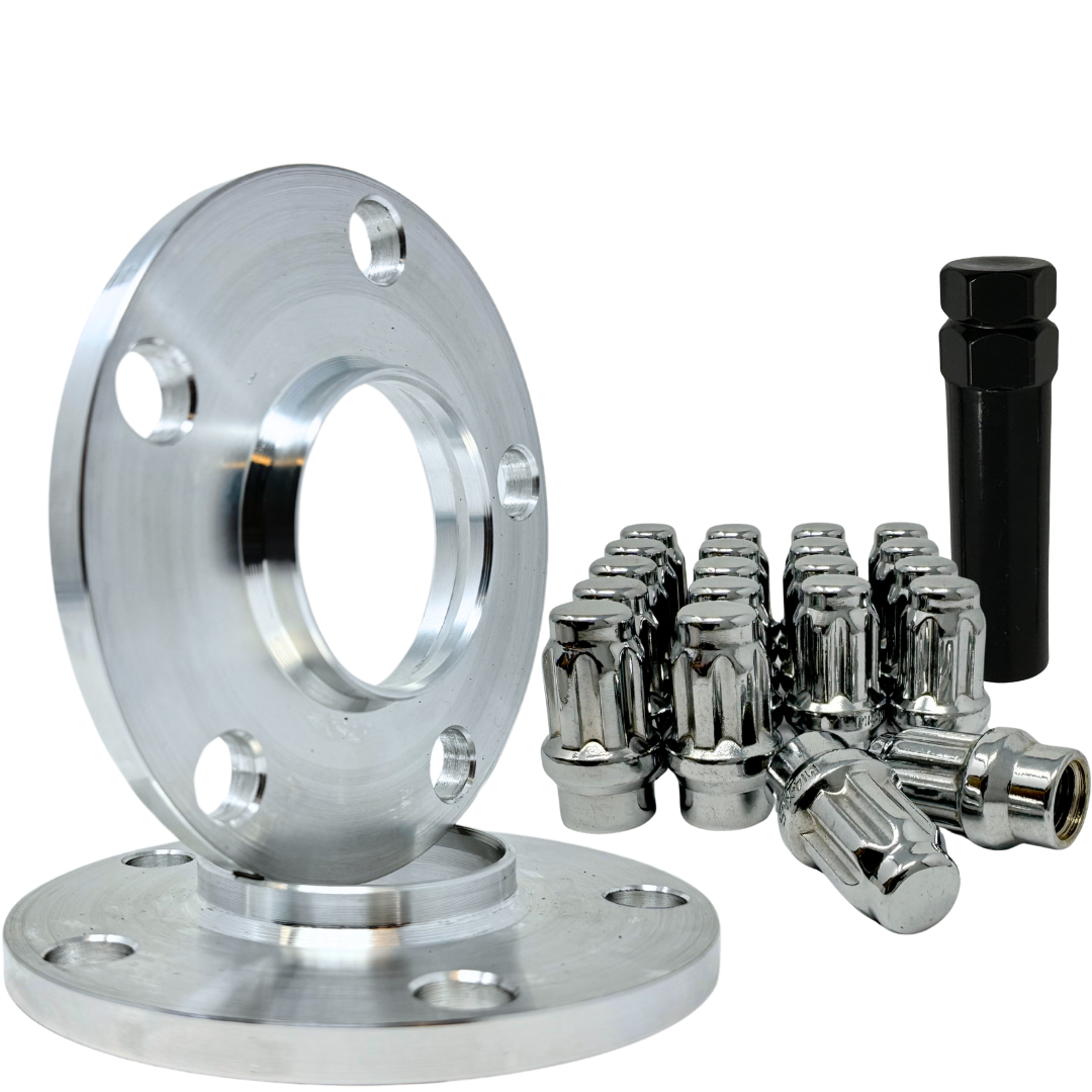 12mm (1/2" Inch) Wheel Spacers 1984-2019 Corvette C4, C5, C6, C7 5x4.75 (5x120.7) Slip On Hub Centric With Extended Thread Lug Nuts Included! 70.3 Center Bore & 12x1.5 Spline Lugs Included