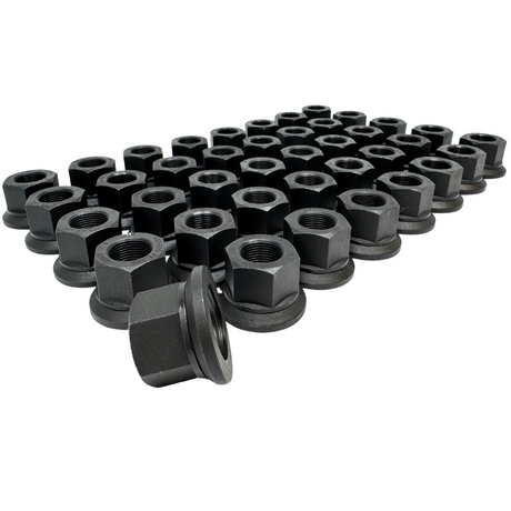 22x1.5 Flat Washer Seat Uni-Mount Lug Nuts For Alcoa Or Aftermarket 10x285 Wheels USA Made Lifetime Warranty Solid SCM 435 Cold Forged Steel 22mm X 1.5 Nuts For 10 Lug Wheels Uni-Mount Nuts 22.5 / 24.5 Rim Wheel Nut