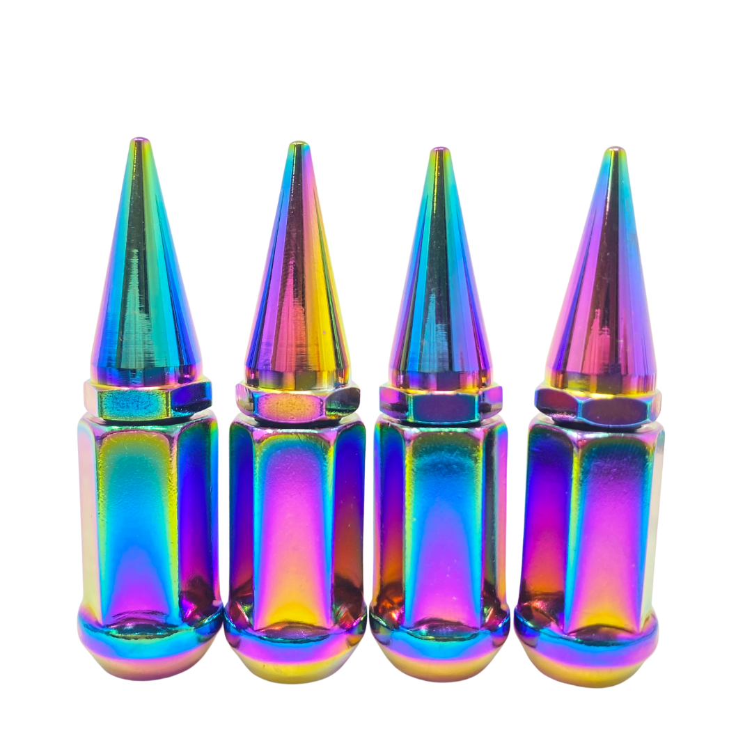 16 Spike Lug Nuts 1/2" Thread With Removable Spike Available in Chrome, Black, Red , and Neochrome