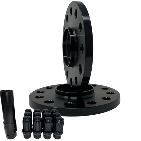 6x5.5 Chevy / GMC Hub Centric 1/2” Inch Wheel Spacers 13mm Thick Plus 24x Closed End Black Spline ET 14x1.5 Extended Thread Lug Nuts For No Thread Loss! 78.1 OEM Center Bore Complete Kit