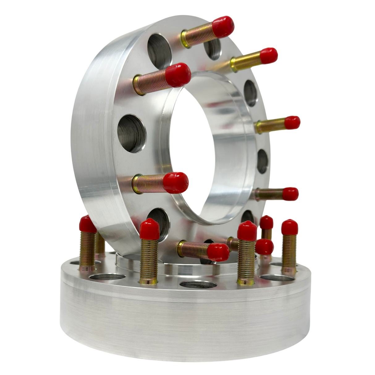 USA Made Ford 1988-1998 F-350 Dually 8x6.5 Hub Centric Wheel Spacers Front & Rear Axle | OEM 124mm Center Bore & For Rear Custom Steel Ring For Wheel Centering Safety | 9/16"-18 OEM Ford Spec Studs