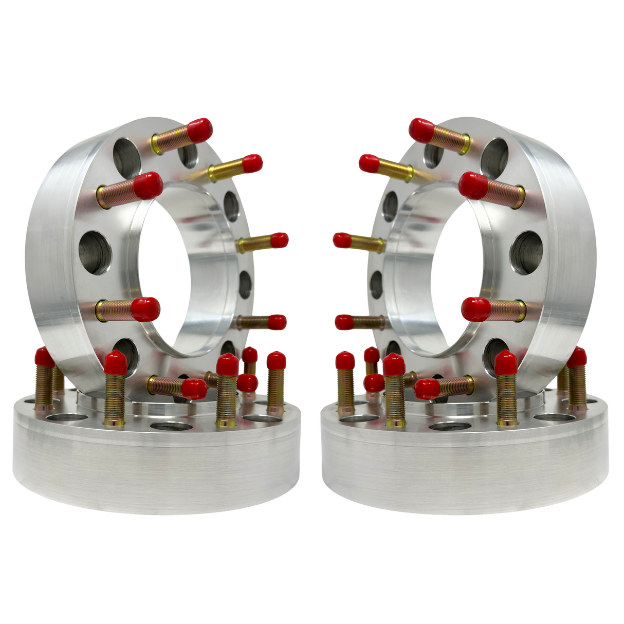 USA Made Ford 1988-1998 F-350 Dually 8x6.5 Hub Centric Wheel Spacers Front & Rear Axle | OEM 124mm Center Bore & For Rear Custom Steel Ring For Wheel Centering Safety | 9/16"-18 OEM Ford Spec Studs