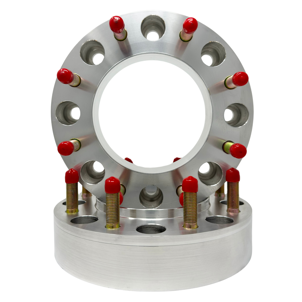 USA Made Ford 1988-1998 F-350 Dually 8x6.5 Hub Centric Wheel Spacers Front & Rear Axle | OEM 124mm Center Bore & For Rear Custom Steel Ring For Wheel Centering Safety | 9/16"-18 OEM Ford Spec Studs