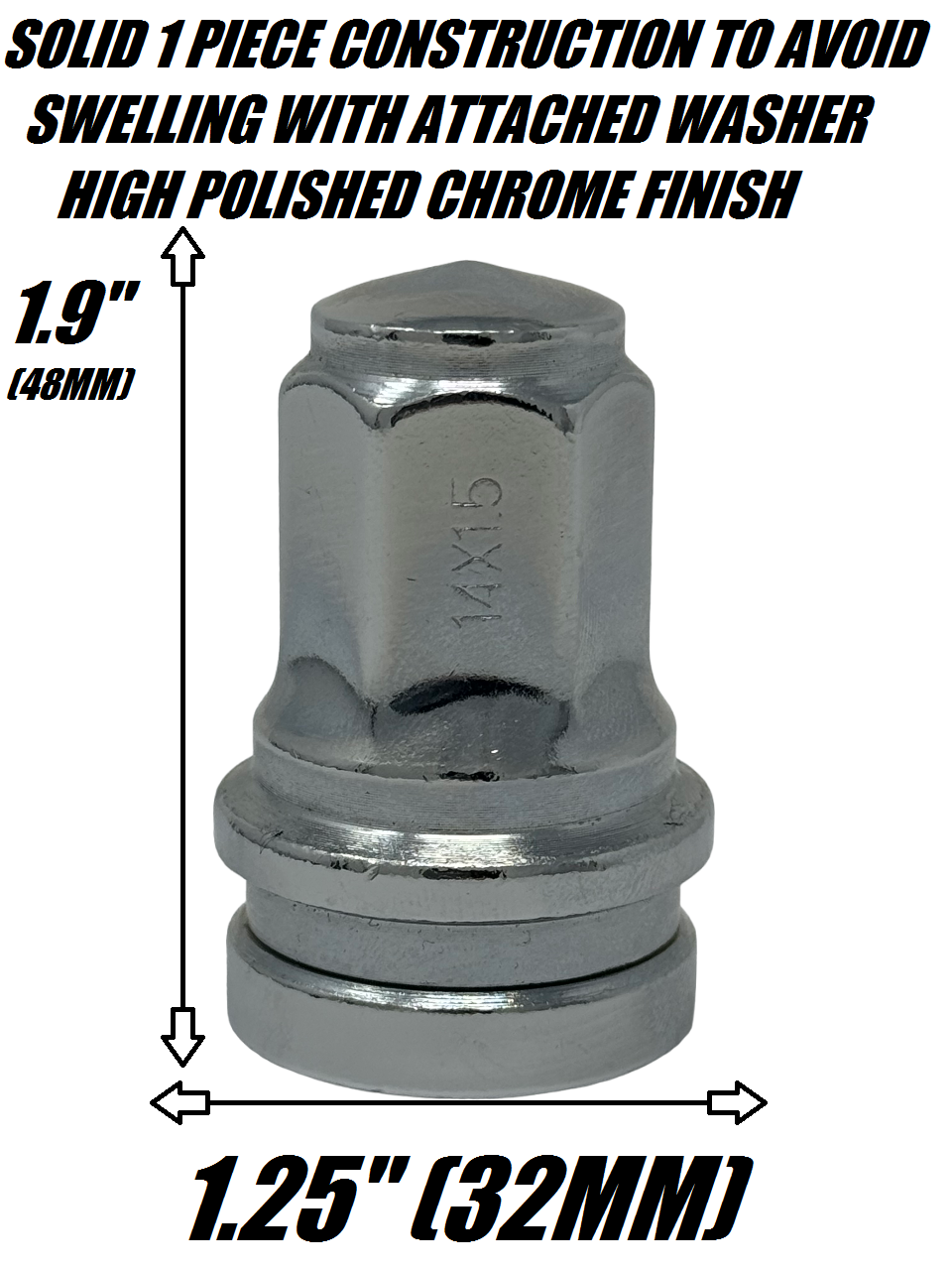 Ford F-250 F-350 Super Duty OEM Replacement Closed End Lug Nuts Flat Seat Chrome Lugs Fits 2003 & Newer Models Aluminum Wheels F250 F350 & Excursion 14x1.5