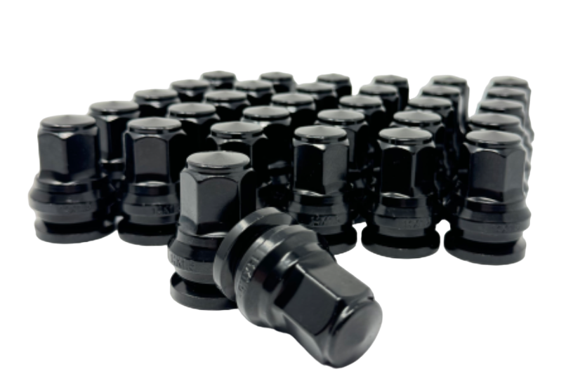 32 Ford F-250 F-350 Super Duty OEM Style Black Lug Nuts HCPZ-1012-B, HCPZ-1012-A Flat Seat Lugs Fits 2003 & Newer Models Aluminum Wheels F250 F350 & Excursion 14x1.5