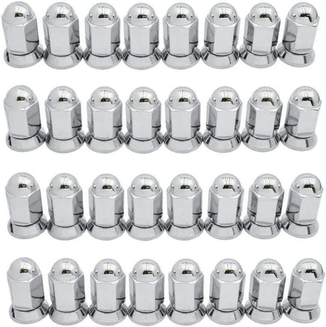 9/16-18 Or 14x1.5 Dually Alcoa Lug Nuts With Attached Swivel Washer Fits OEM Or Aftermarket Wheels 2.2" Inch Tall In Triple Plated Chrome Will Work On Dodge, Ford, Chevy, GMC, Lincoln Trucks That Use Flat Face Seat Lug Nuts