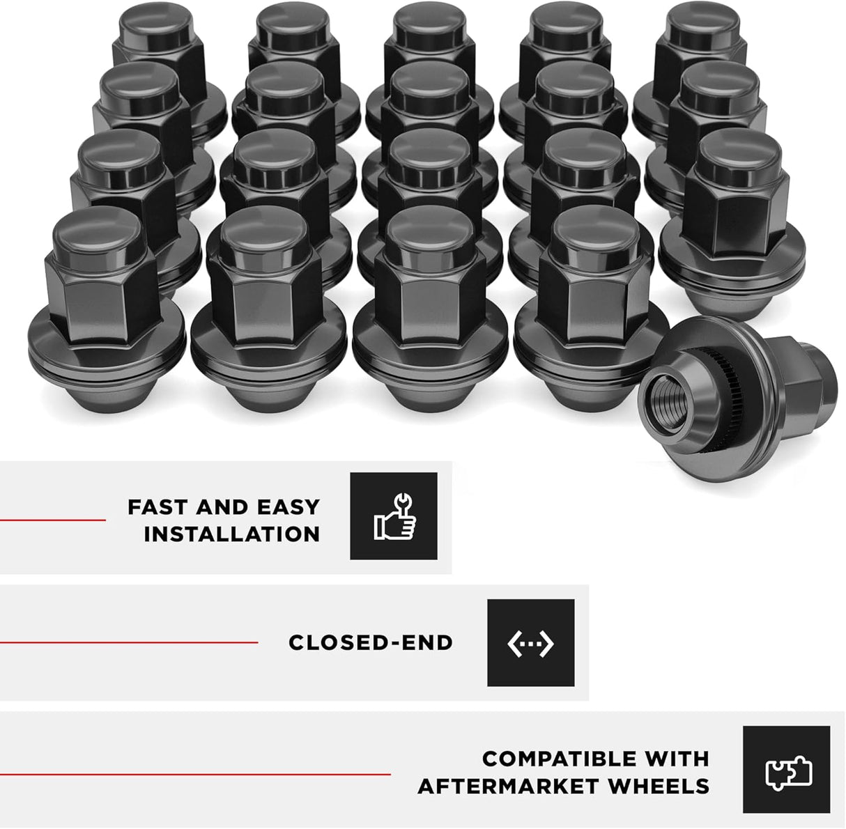 14x1.5 OEM Toyota / Lexus Style Mag Lug Nuts For Tacoma, Tundra, Land Cruiser, Sequoia, LX, GX Black Or Chrome Wheel Lugs With Attached Washer 14mm x 1.5