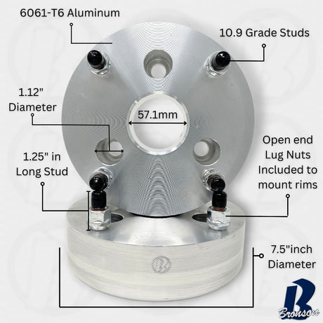3x112 to 4x156 Wheel Adapters Smart Car Fortwo USA Made 3 to 4 lug conversion 19mm - 3 inch Spacers | 57.1mm Hub Bore | 12x1.5 Studs & Open End Lug Nuts Included